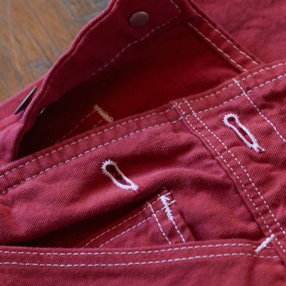 L.C. King Tailored Fit Over-Dyed Brick Red High Back Overalls - Picture 4 of 5
